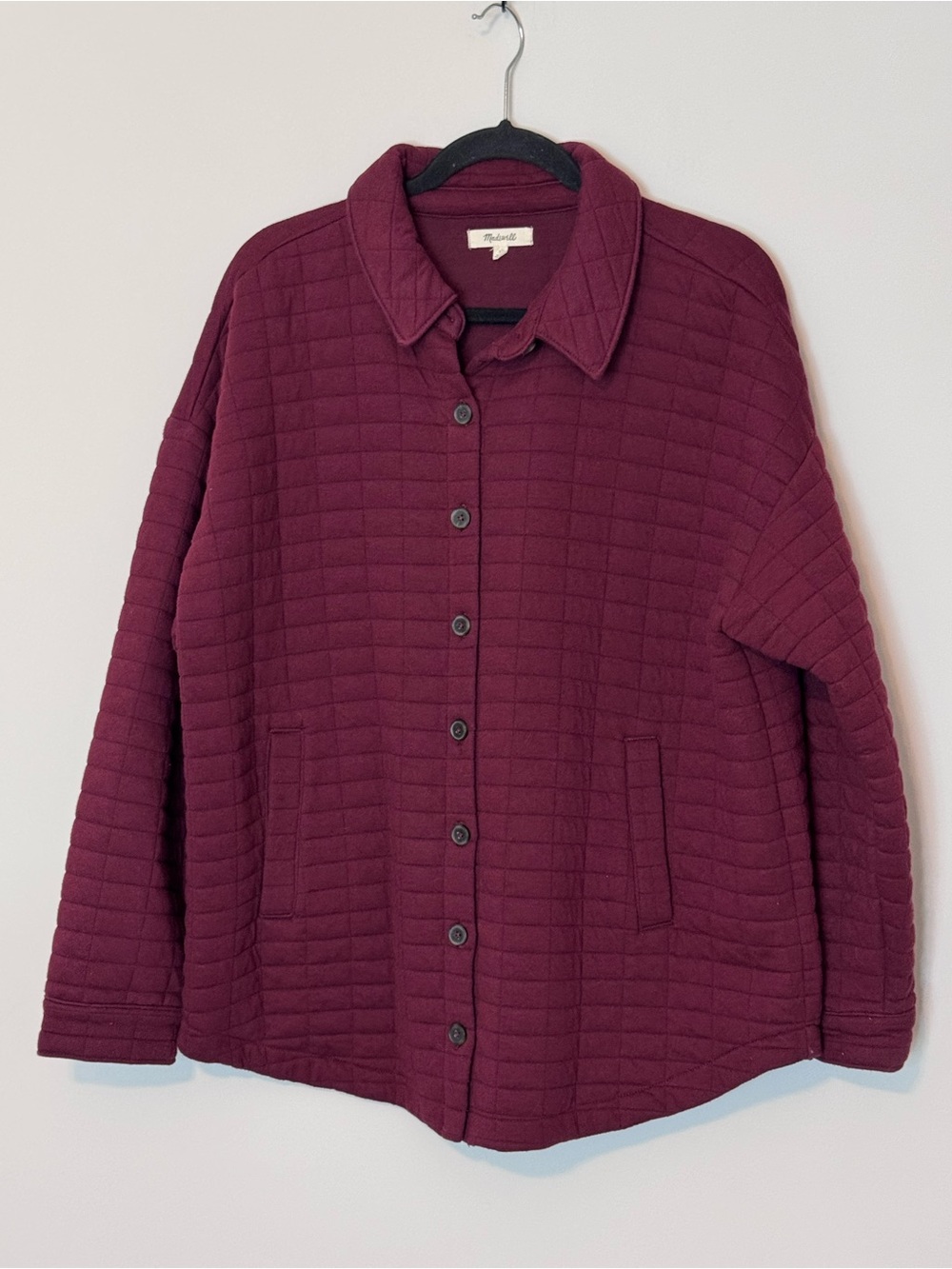 Madewell Quilted Shirt Jacket Cabernet Burgundy Large